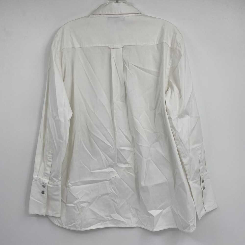 Lafayette 148 White Silver Classic Button-Up Blouse | Size S - Picture 7 of 8